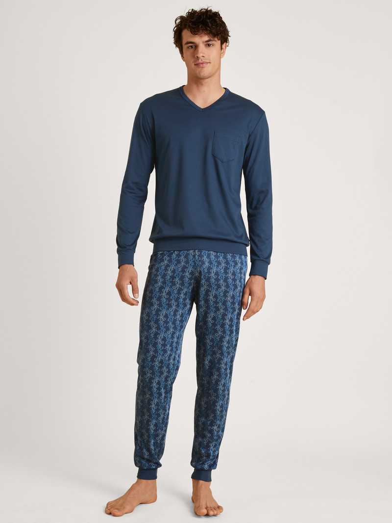 Vêtement De Nuit Calida Relax Choice 2 Pyjama With Cuff Bleu Homme | RRC-0385637