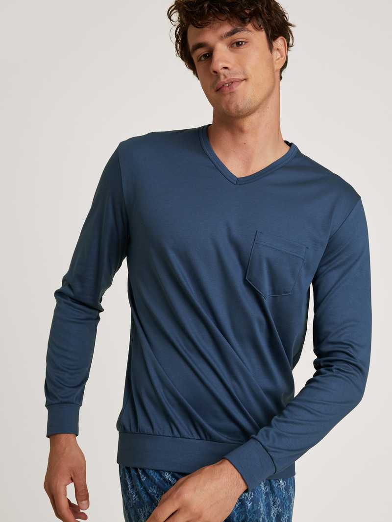 Vêtement De Nuit Calida Relax Choice 2 Pyjama With Cuff Bleu Homme | RRC-0385637