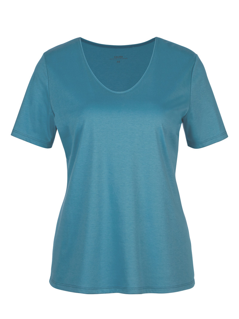 Summer Oufits Calida Favourites Balance V-shirt Bleu Femme | GVV-4879168