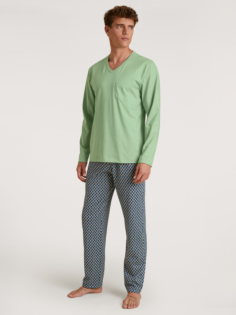 Vêtement De Nuit Calida Relax Imprint 3 Pyjama Vert Homme | EEP-7836224