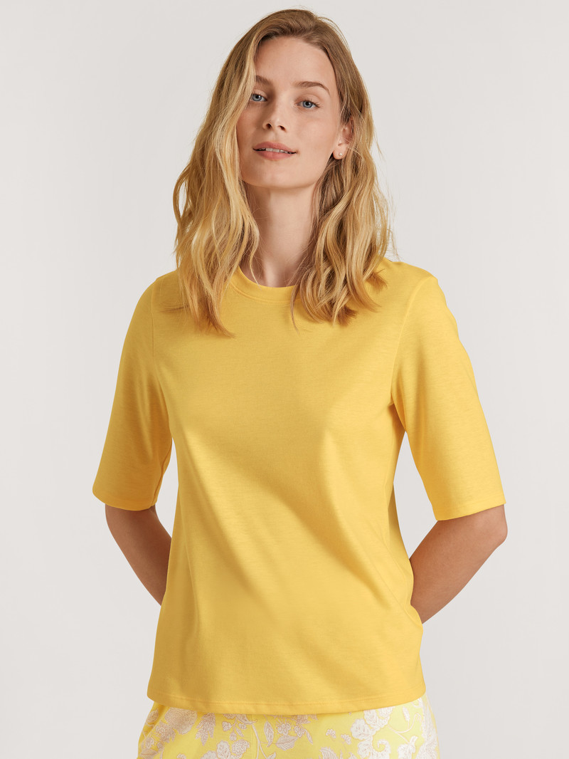 Summer Oufits Calida Favourites Light Shirt Short Sleeve Jaune Femme | BYS-2980017