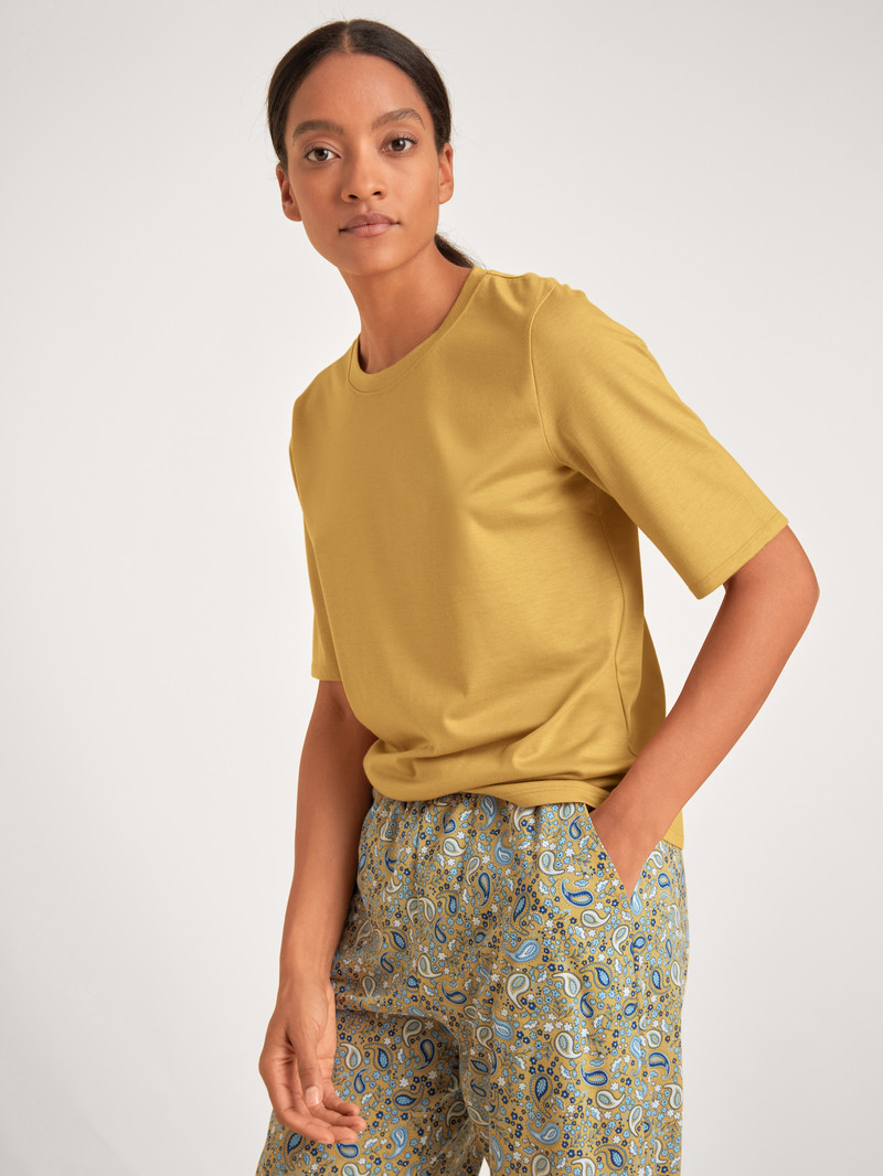 Summer Oufits Calida Favourites Paisley Shirt Short Sleeve Jaune Femme | KMU-7223118