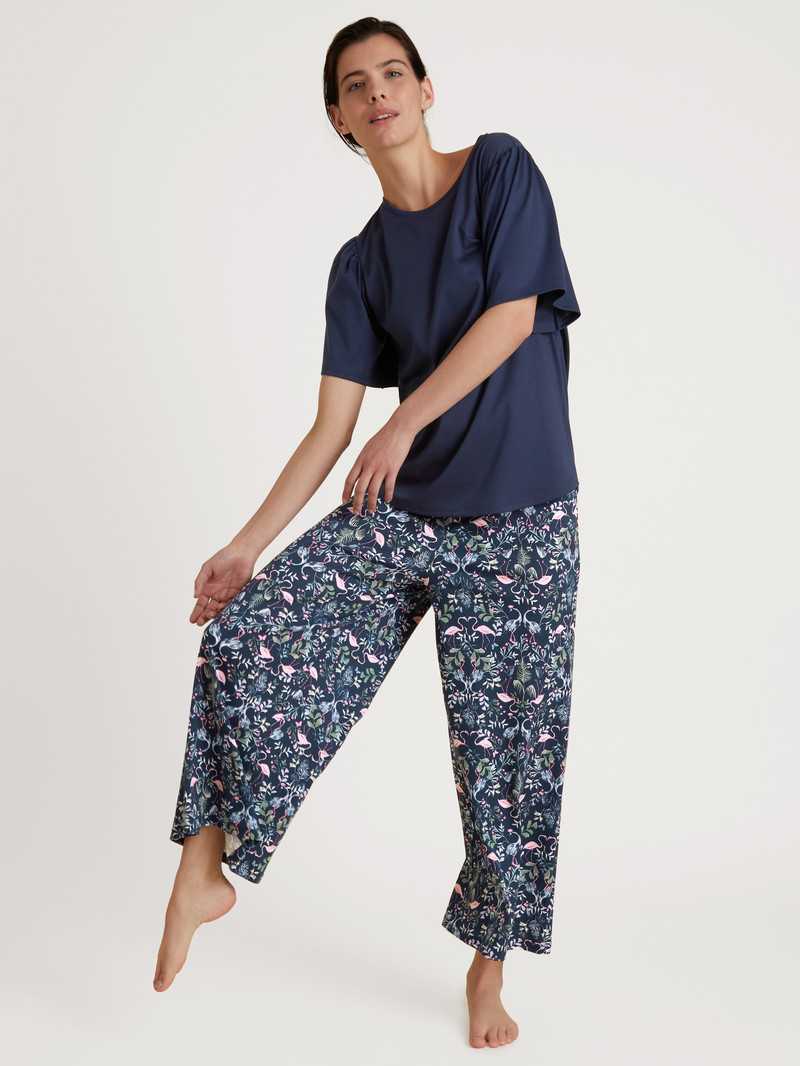 Summer Oufits Calida Flamingo Dreams 7/8 Pyjama Bleu Foncé Femme | AUU-9087438