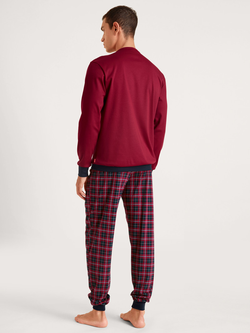 Vêtement De Nuit Calida Family & Friends Pyjama With Cuff Rouge Homme | YXS-0181659