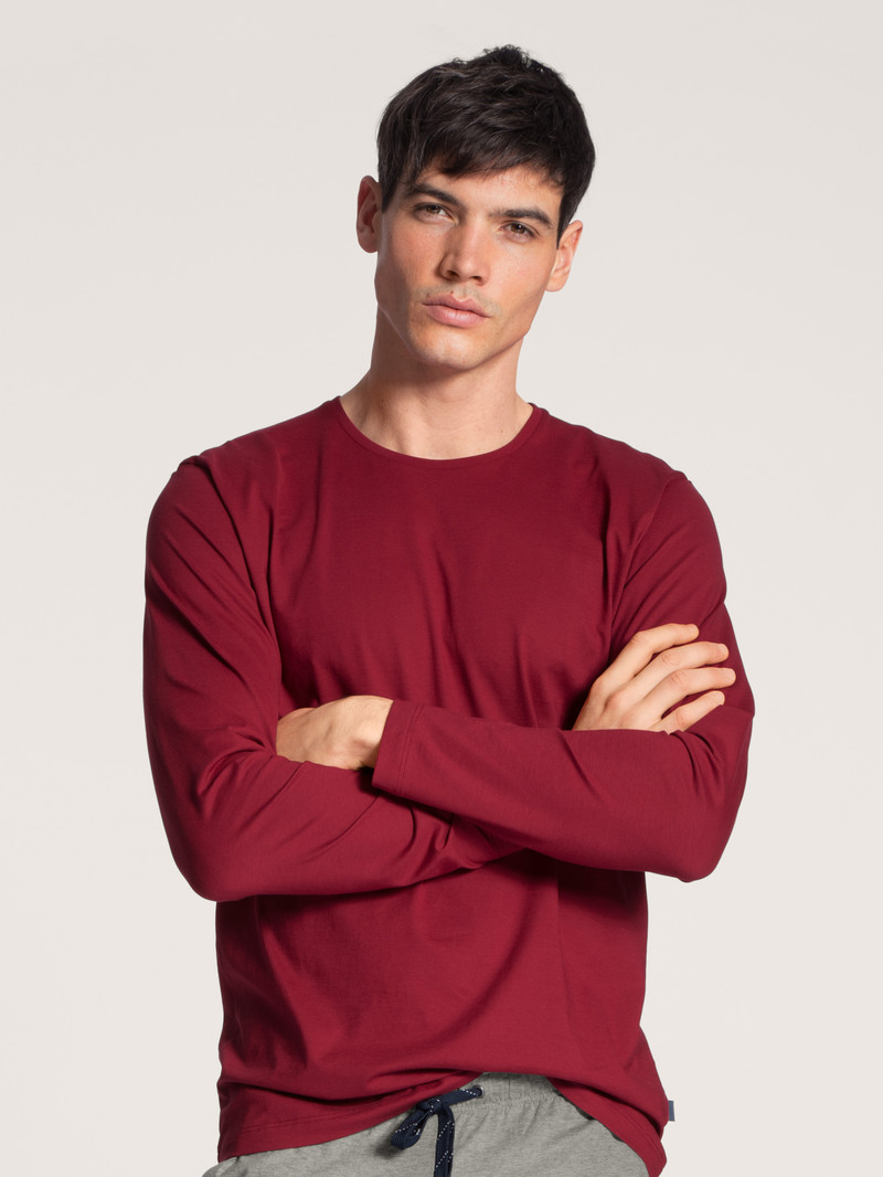 Vêtement De Nuit Calida Remix Basic Sleep Shirt Long Sleeve Rouge Homme | HYB-0783261