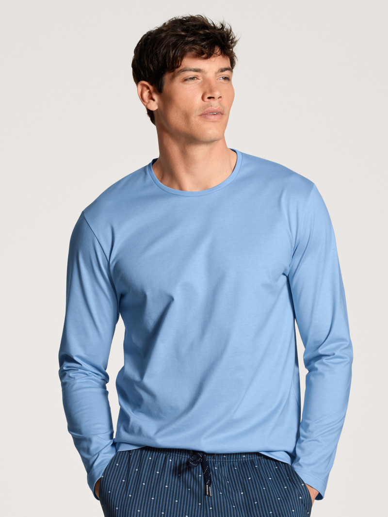 Vêtement De Nuit Calida Remix Basic Sleep Shirt Long Sleeve Bleu Homme | AJI-9400596