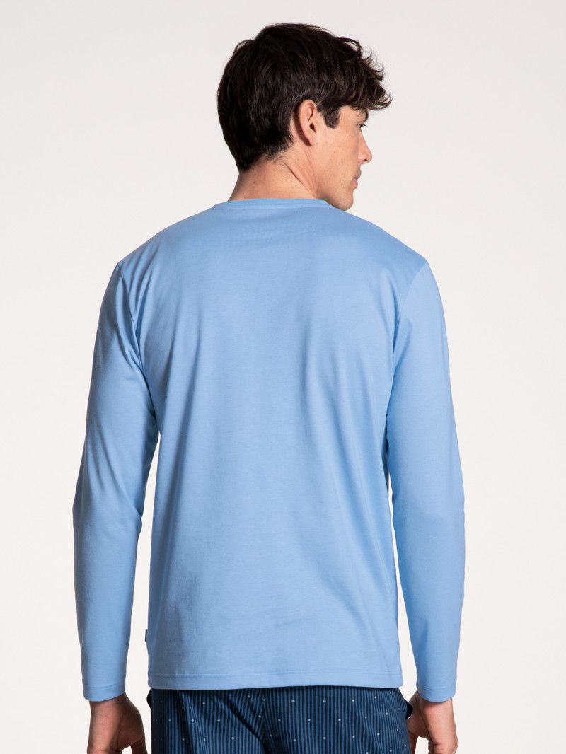 Vêtement De Nuit Calida Remix Basic Sleep Shirt Long Sleeve Bleu Homme | AJI-9400596