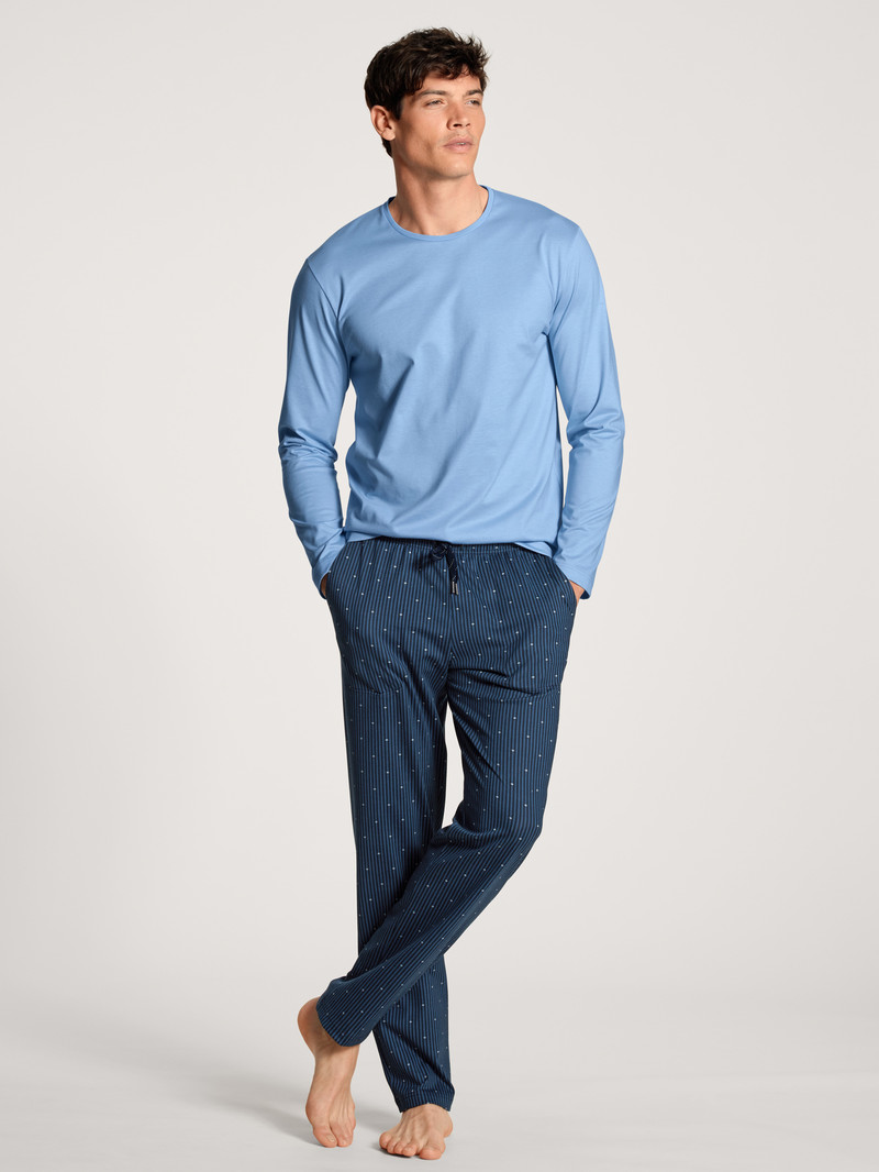 Vêtement De Nuit Calida Remix Basic Sleep Shirt Long Sleeve Bleu Homme | AJI-9400596