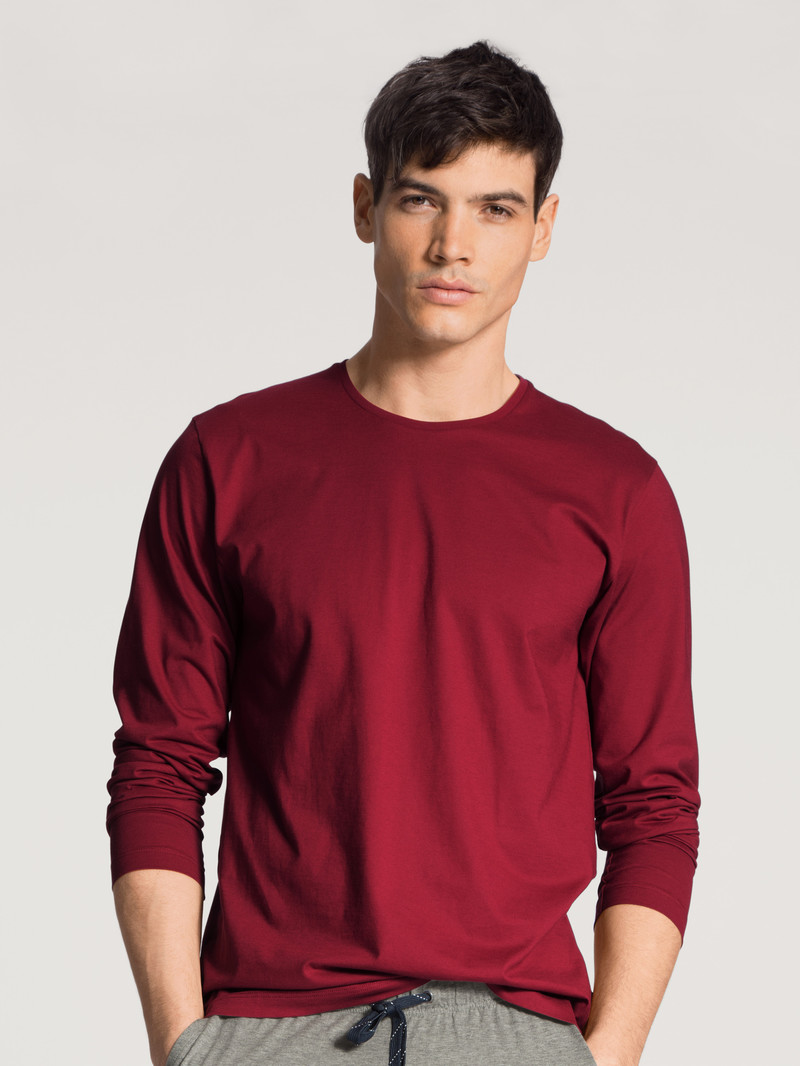 Vêtement De Nuit Calida Remix Basic Sleep Shirt Long Sleeve Rouge Homme | HYB-0783261