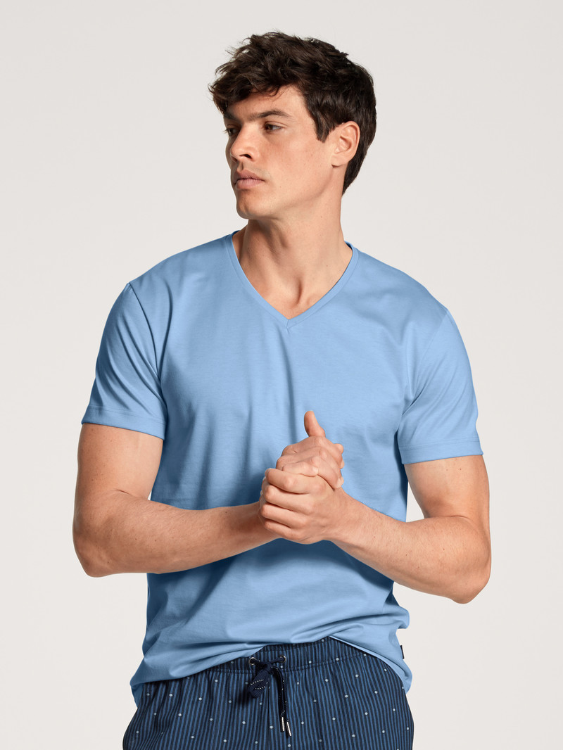 Vêtement De Nuit Calida Remix Basic Sleep V-shirt Bleu Homme | NER-8173844