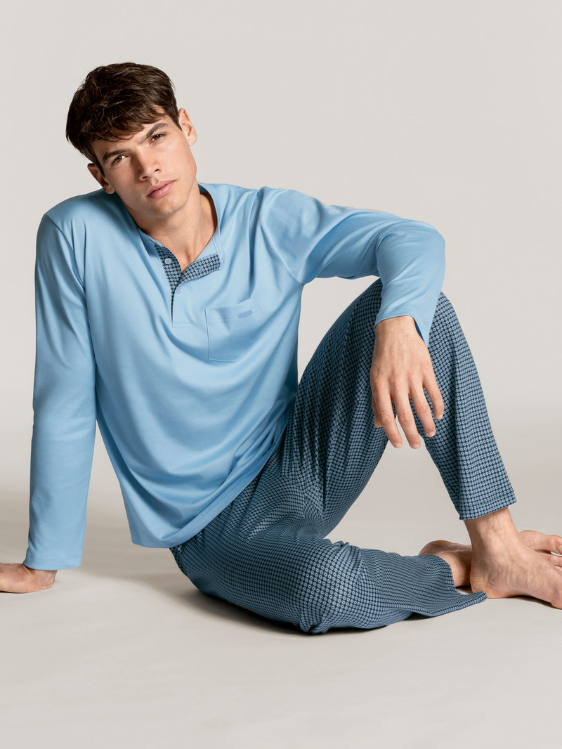 Vêtement De Nuit Calida Relax Choice Pyjama Bleu Homme | AUW-8585588