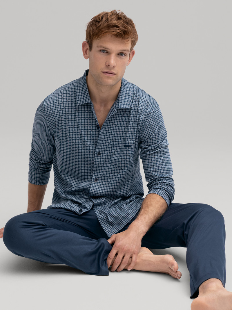 Vêtement De Nuit Calida Relax Choice Pyjama Buttoned Indigo Homme | GZO-6913407