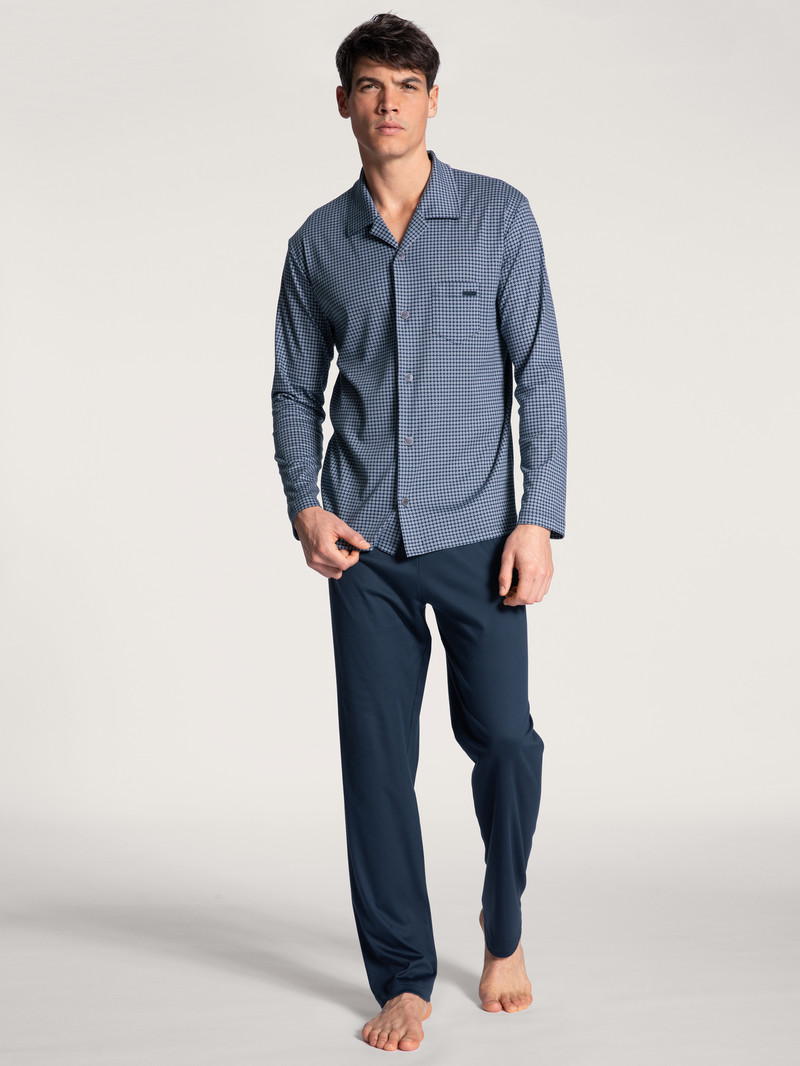 Vêtement De Nuit Calida Relax Choice Pyjama Buttoned Indigo Homme | GZO-6913407