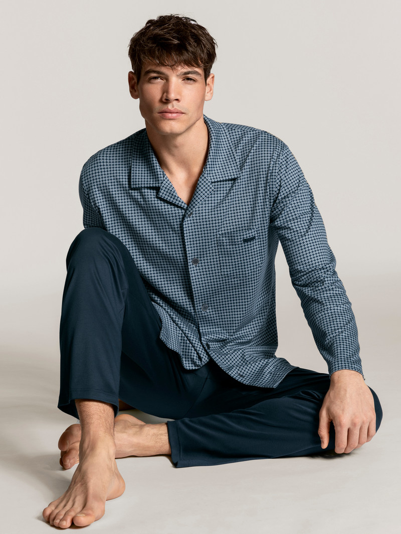 Vêtement De Nuit Calida Relax Choice Pyjama Buttoned Indigo Homme | GZO-6913407