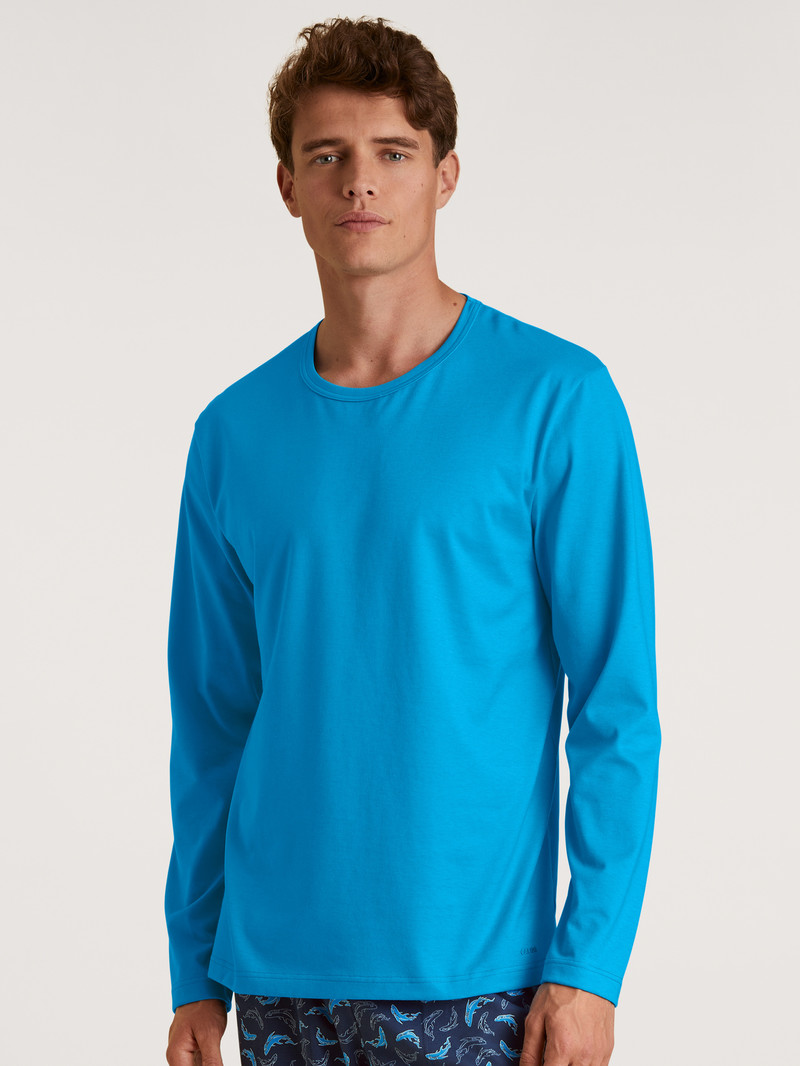 Vêtement De Nuit Calida Rmx Sleep Leisure Shirt Long Sleeve Bleu Homme | UVV-5147849