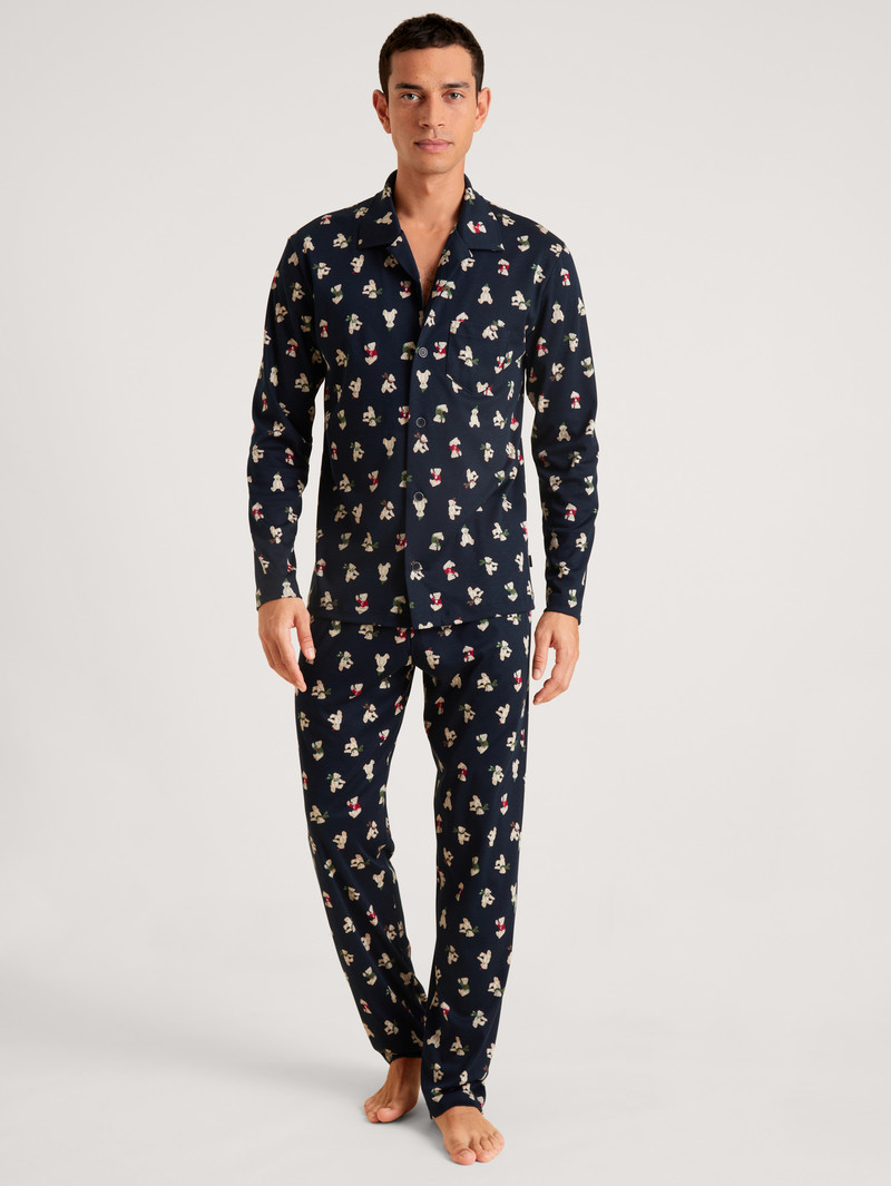 Vêtement De Nuit Calida Relax Teddy Pyjama Buttoned Noir Homme | VGE-1958143