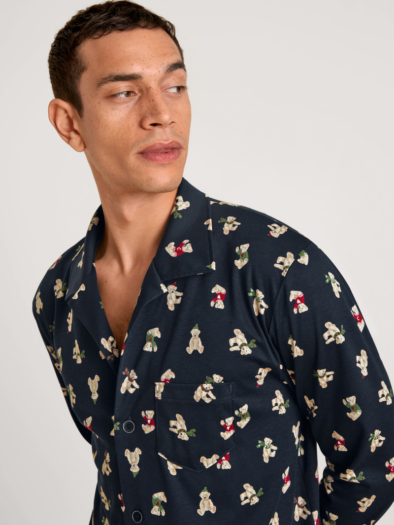 Vêtement De Nuit Calida Relax Teddy Pyjama Buttoned Noir Homme | VGE-1958143