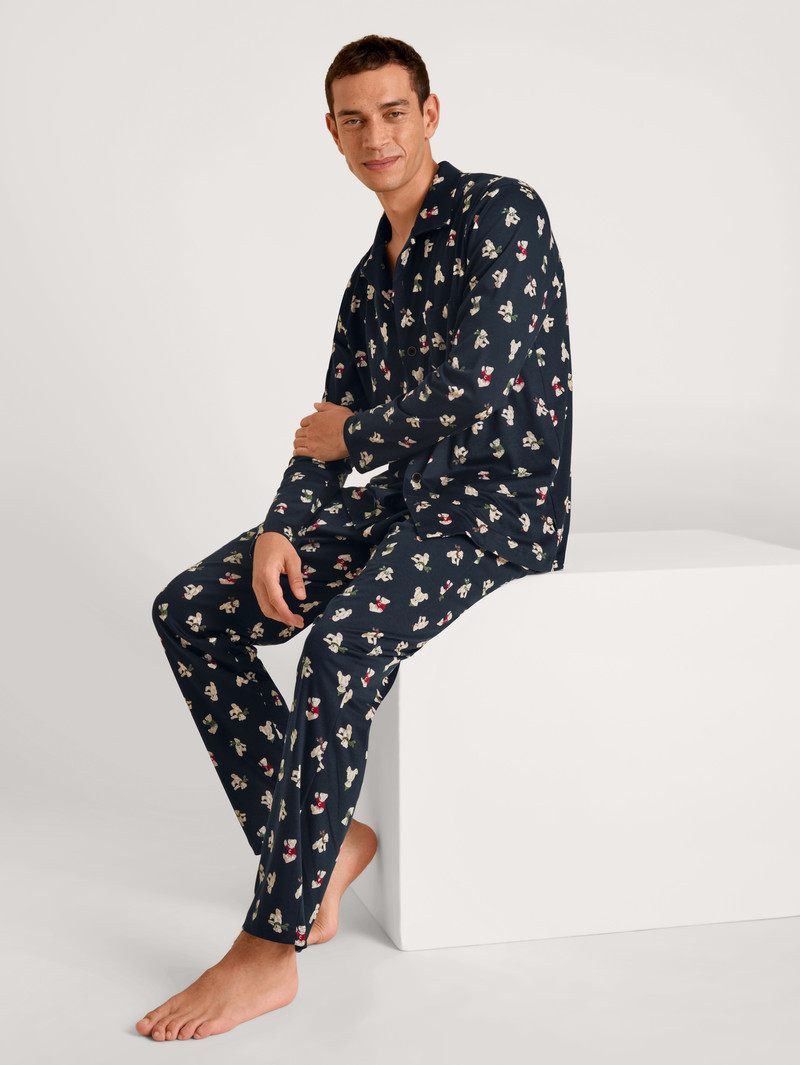 Vêtement De Nuit Calida Relax Teddy Pyjama Buttoned Noir Homme | VGE-1958143