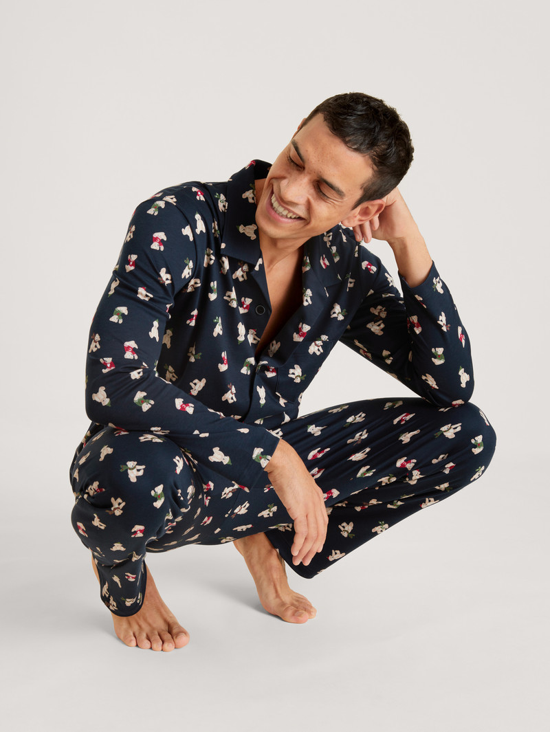 Vêtement De Nuit Calida Relax Teddy Pyjama Buttoned Noir Homme | VGE-1958143