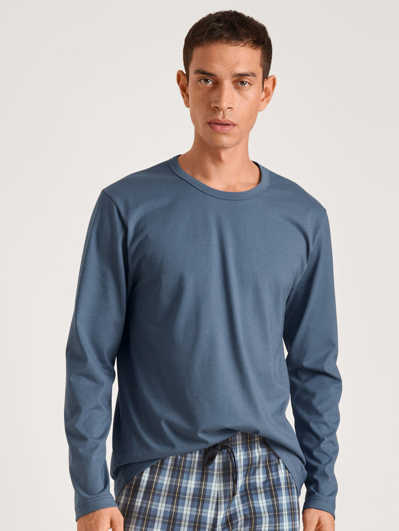 Vêtement De Nuit Calida Rmx Sleep Leisure Shirt Long Sleeve Indigo Homme | DZU-2123463