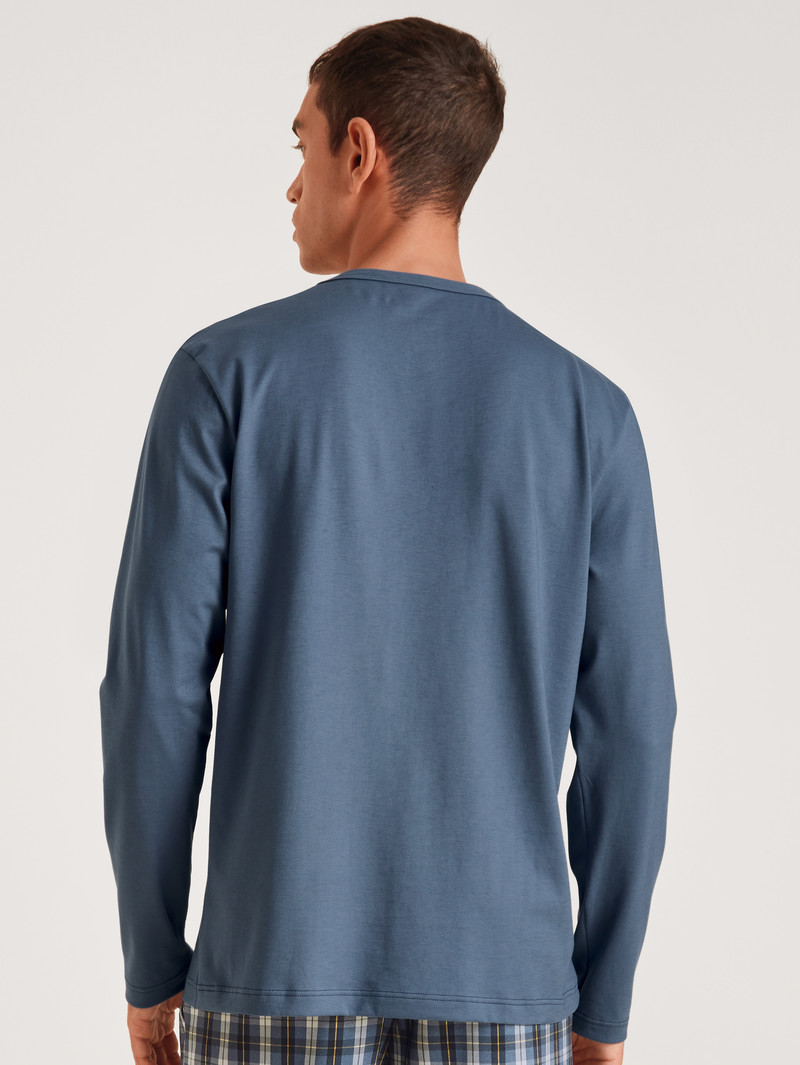 Vêtement De Nuit Calida Rmx Sleep Leisure Shirt Long Sleeve Indigo Homme | DZU-2123463