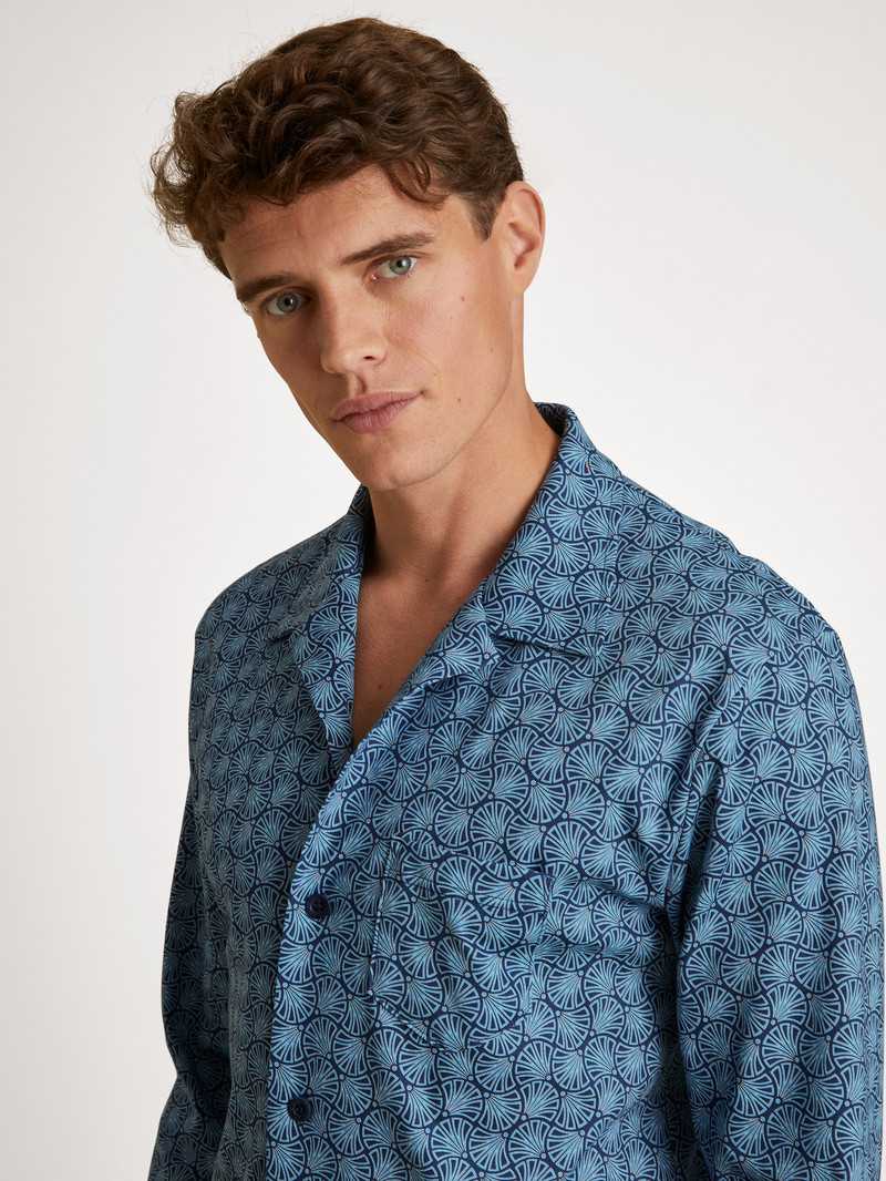 Vêtement De Nuit Calida Relax Streamline 2 Pyjama Buttoned Bleu Homme | DXX-6148351