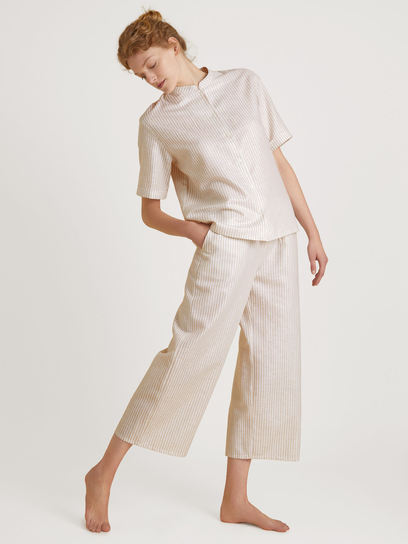 Summer Oufits Calida Linen Nights 7/8 Pyjamas Etherea Taupe Femme | GEE-4540497