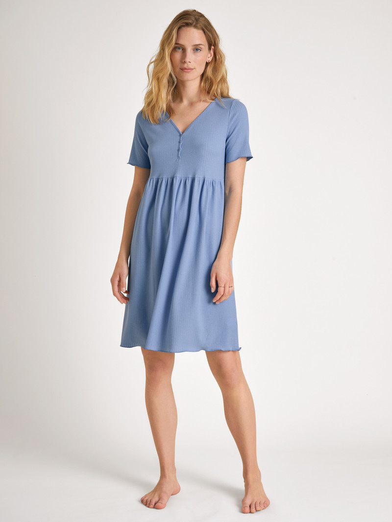 Summer Oufits Calida Favourites Harmony Sleepshirt, Length 95cm Bleu Femme | VVV-4053670