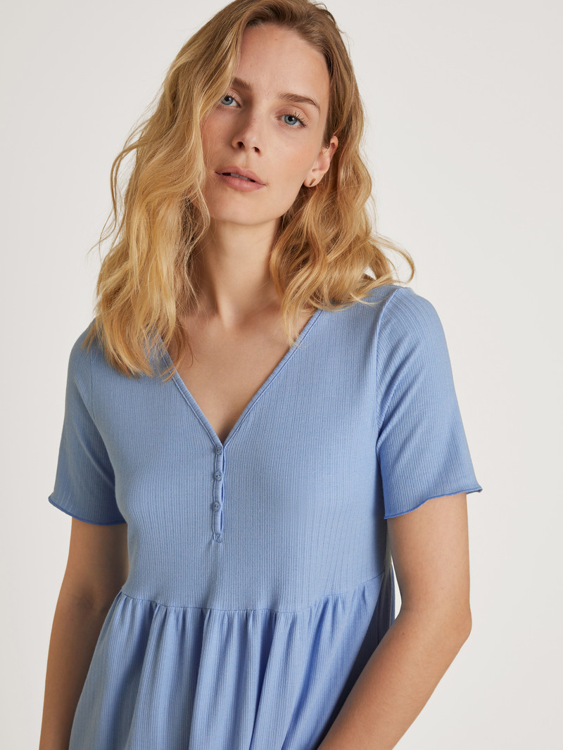 Summer Oufits Calida Favourites Harmony Sleepshirt, Length 95cm Bleu Femme | VVV-4053670