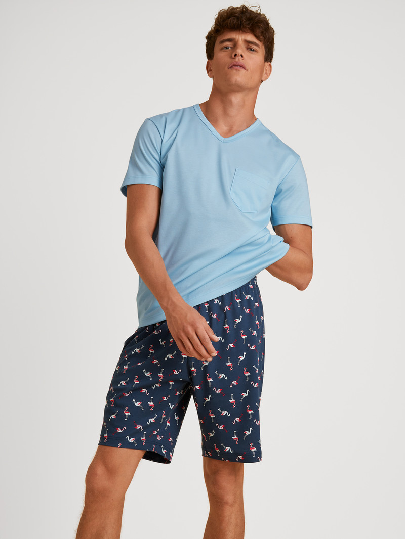 Vêtement De Nuit Calida Relax Streamline 6 Short Pyjama Bleu Homme | FWZ-2231108