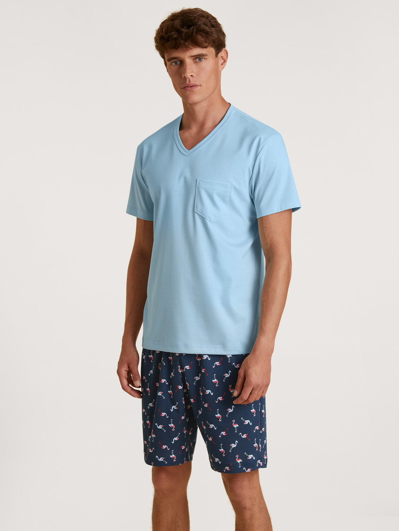 Vêtement De Nuit Calida Relax Streamline 6 Short Pyjama Bleu Homme | FWZ-2231108