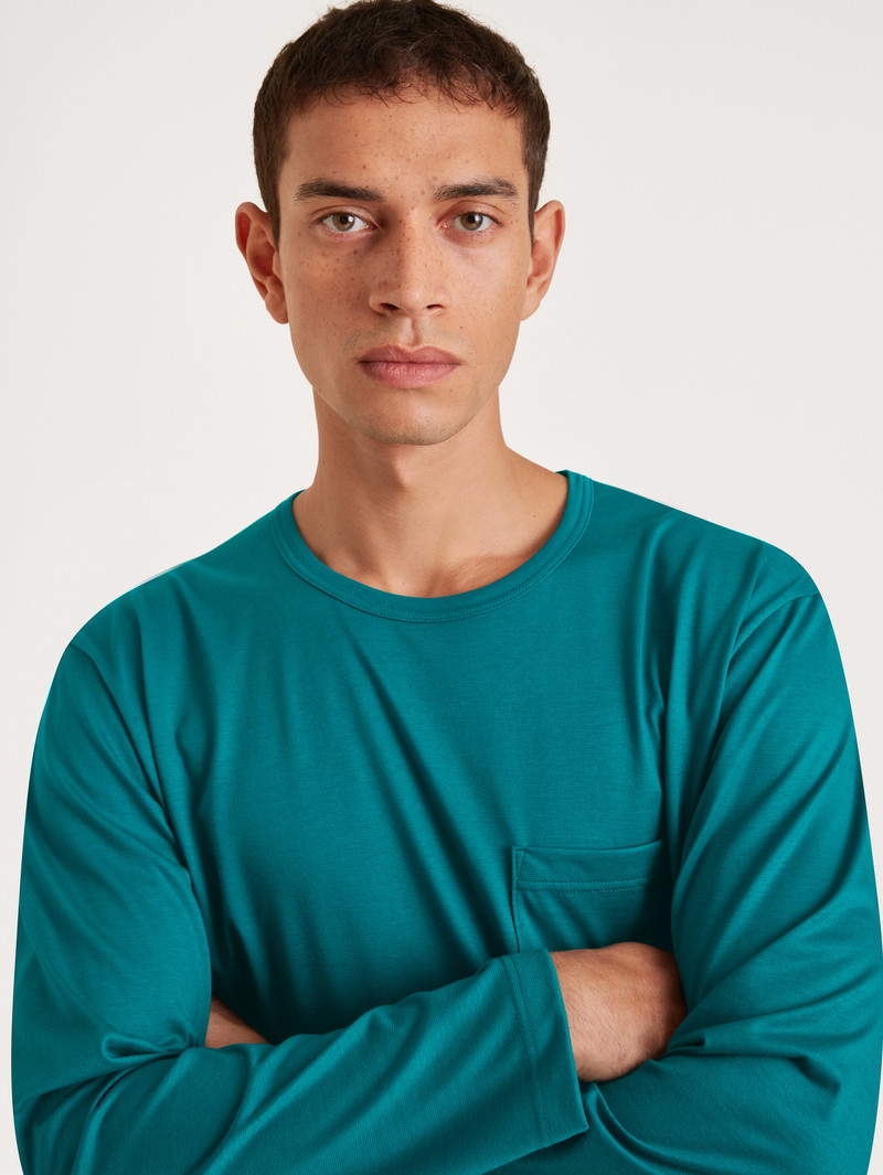 Vêtement De Nuit Calida Relax Imprint 2 Pyjama Noir Vert Homme | TBB-0199225