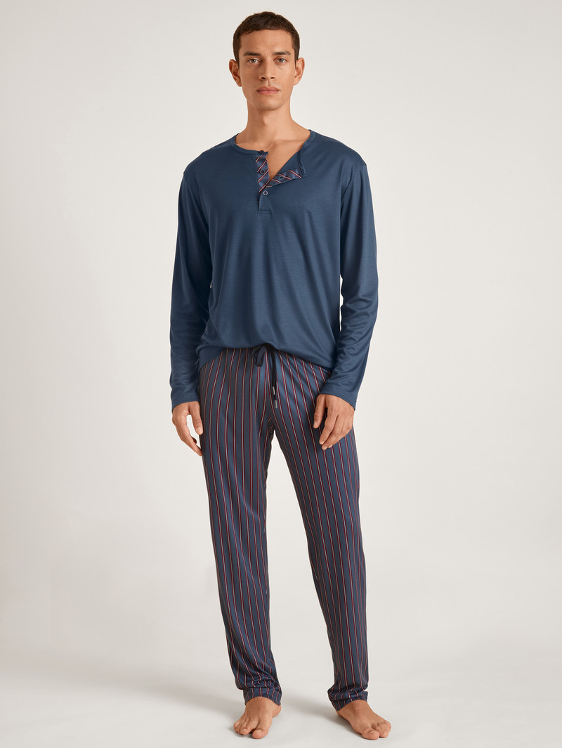 Vêtement De Nuit Calida Function Silk Pyjama Bleu Homme | EXL-4212130