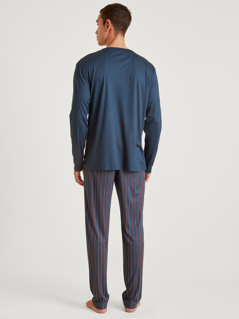 Vêtement De Nuit Calida Function Silk Pyjama Bleu Homme | EXL-4212130