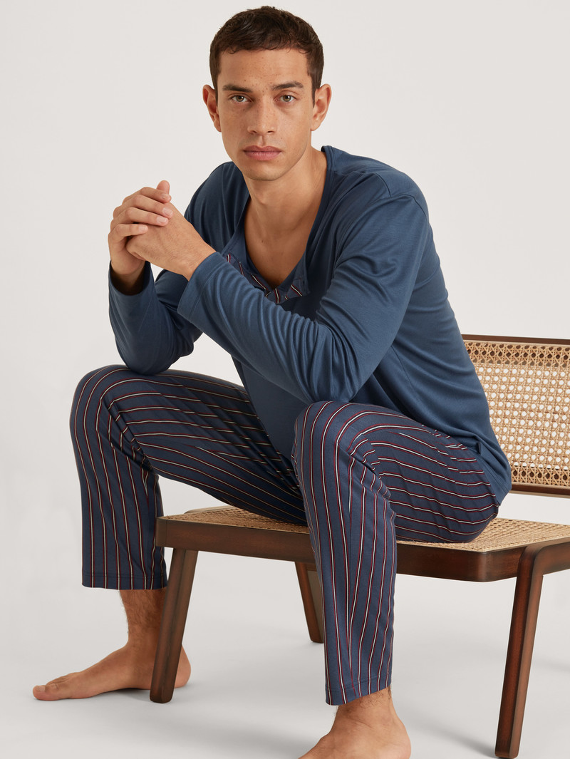 Vêtement De Nuit Calida Function Silk Pyjama Bleu Homme | EXL-4212130