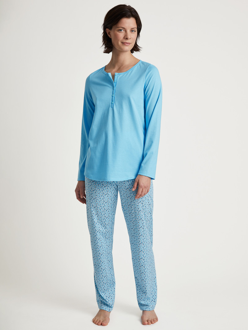 Vêtement De Nuit Calida Special Pyjama Bleu Femme | KVZ-1353515