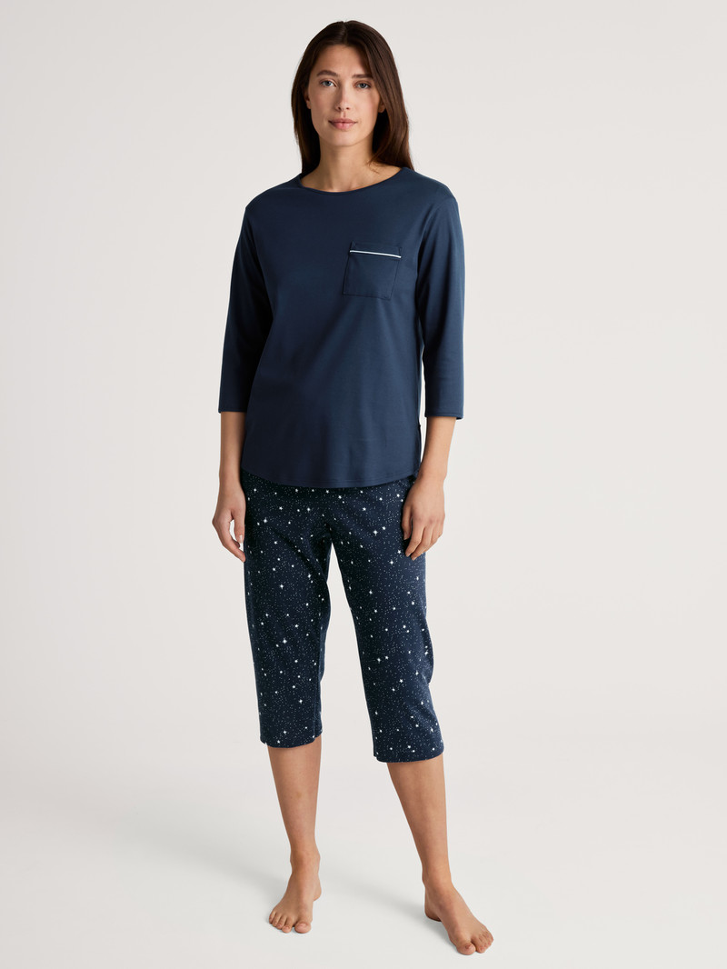 Vêtement De Nuit Calida Sweet Dreams 3/4 Pyjama Bleu Femme | PQX-3245665