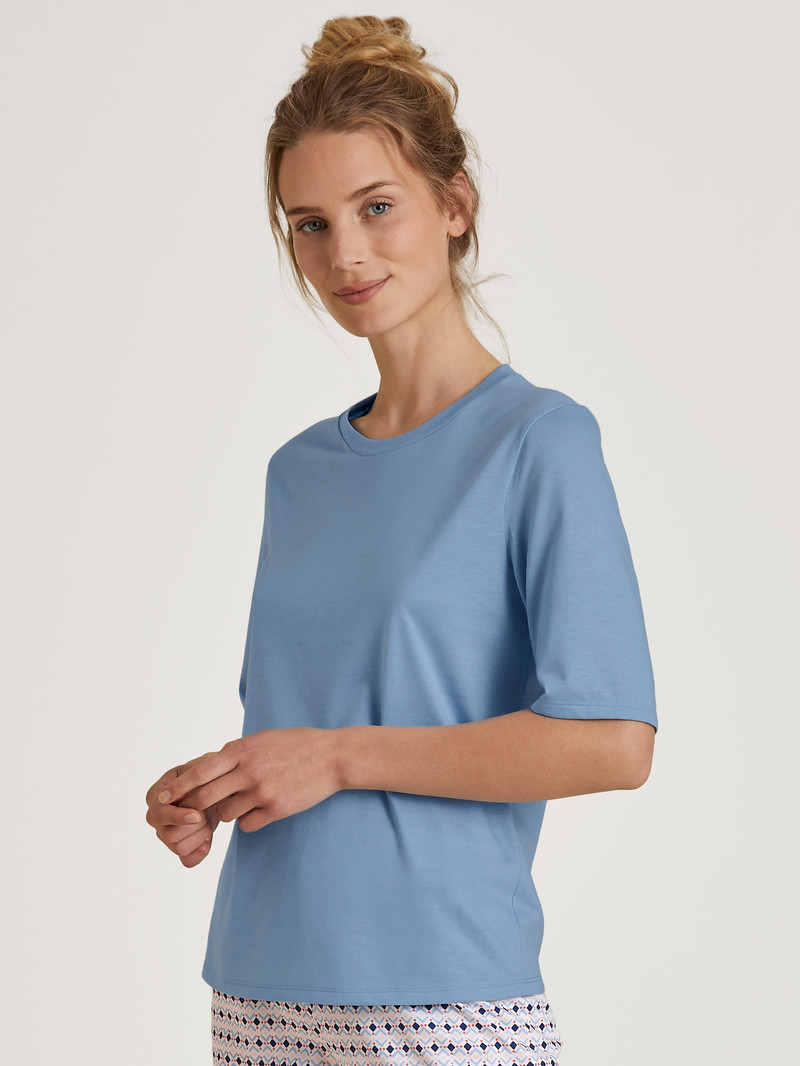 Loungewear Calida Special Shirt Short Sleeve Bleu Femme | SHT-3108239