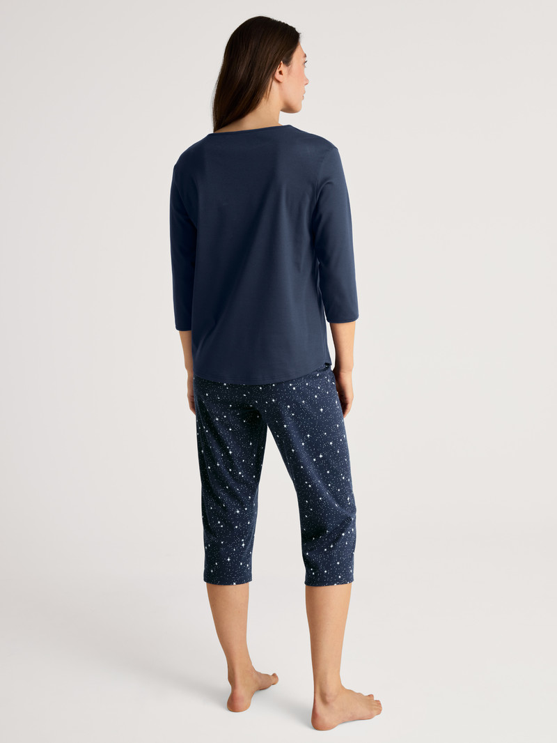 Vêtement De Nuit Calida Sweet Dreams 3/4 Pyjama Bleu Femme | PQX-3245665