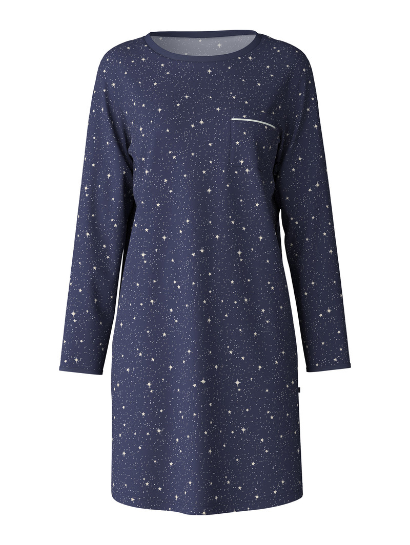 Vêtement De Nuit Calida Sweet Dreams Long-sleeved Nightdress, Length 95 Cm Bleu Femme | RYM-9269498