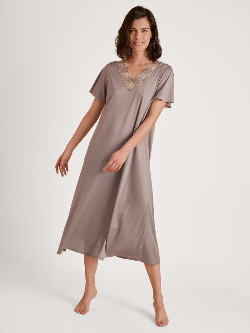 Vêtement De Nuit Calida Glamorous Nights Sleepshirt, Length 120 Cm Etherea Taupe Femme | XPA-6325427