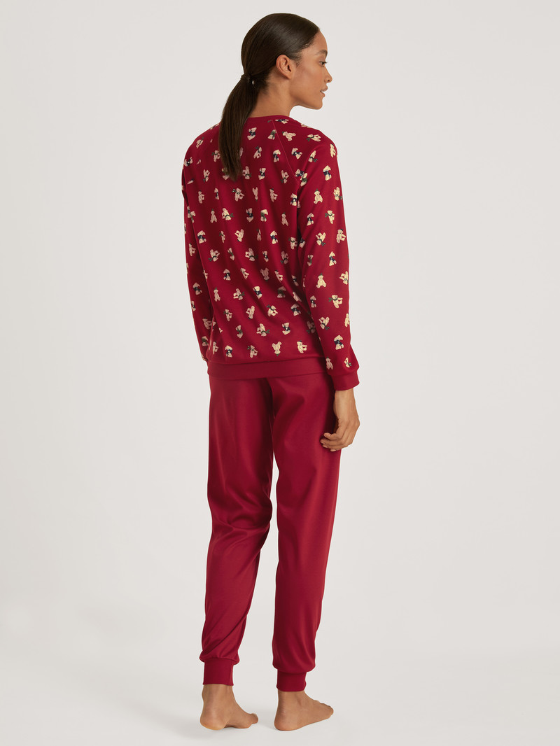 Vêtement De Nuit Calida Family & Friends Pyjama With Cuff Rouge Femme | AGV-2077111