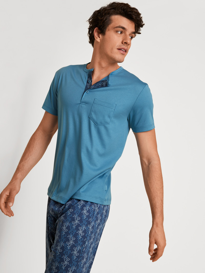 Vêtement De Nuit Calida Relax Choice 2 Short Pyjama Bleu Homme | HIN-3789848