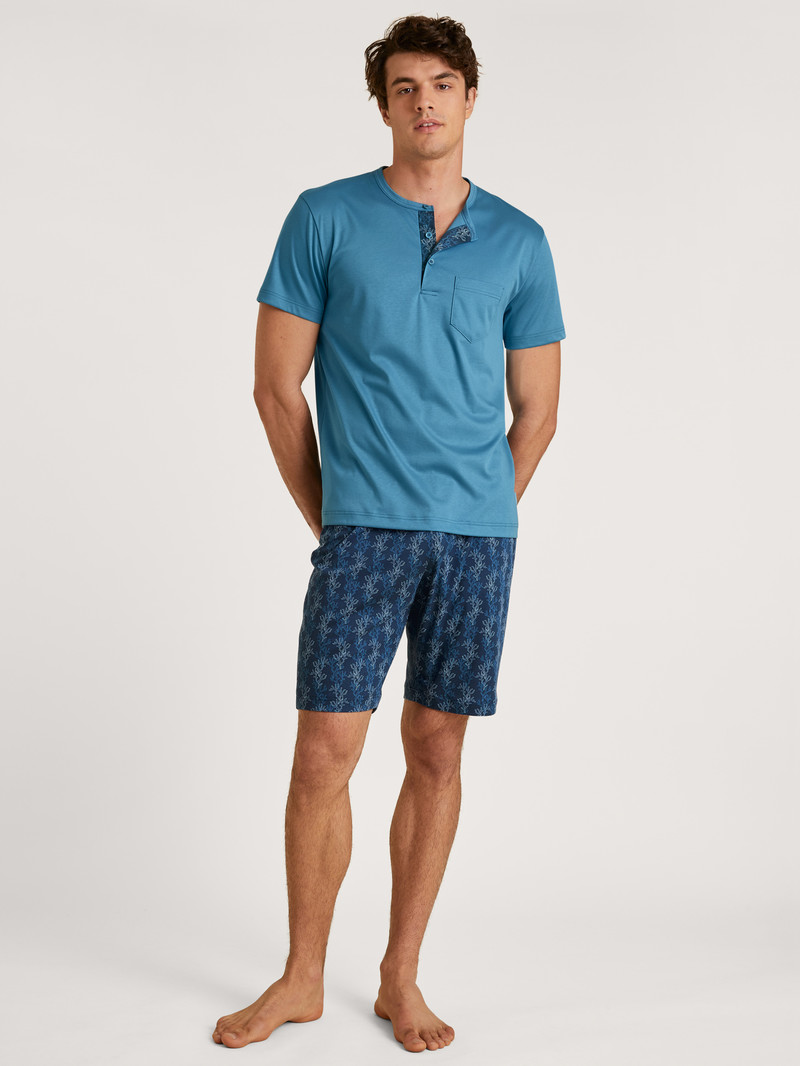 Vêtement De Nuit Calida Relax Choice 2 Short Pyjama Bleu Homme | HIN-3789848