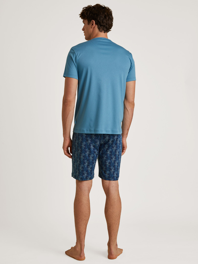 Vêtement De Nuit Calida Relax Choice 2 Short Pyjama Bleu Homme | HIN-3789848