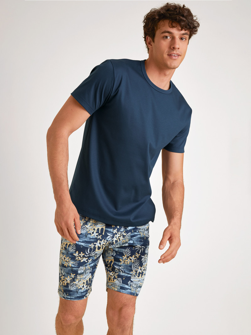 Summer Outfits Calida Amalfi Journey Short Pyjama Bleu Homme | MUF-8598833