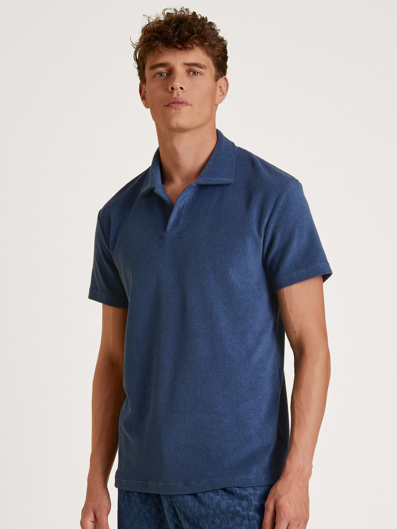 Summer Outfits Calida Rmx Lounge Holiday Poloshirt Bleu Homme | VLU-8075712