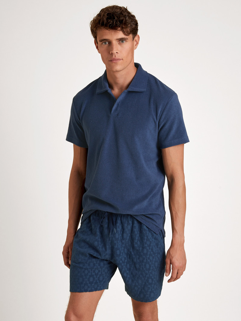 Summer Outfits Calida Rmx Lounge Holiday Poloshirt Bleu Homme | VLU-8075712