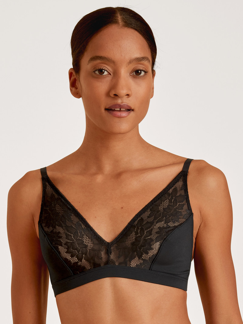 Sous Vêtement Calida Natural Skin Lace Soft Non-wired Bra, Cradle To Cradle Certified Noir Femme | HZJ-6636959