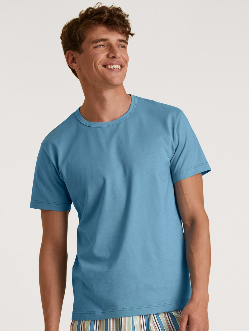 Summer Outfits Calida Rmx Sleep Weekend T-shirt Bleu Homme | MFJ-5026332